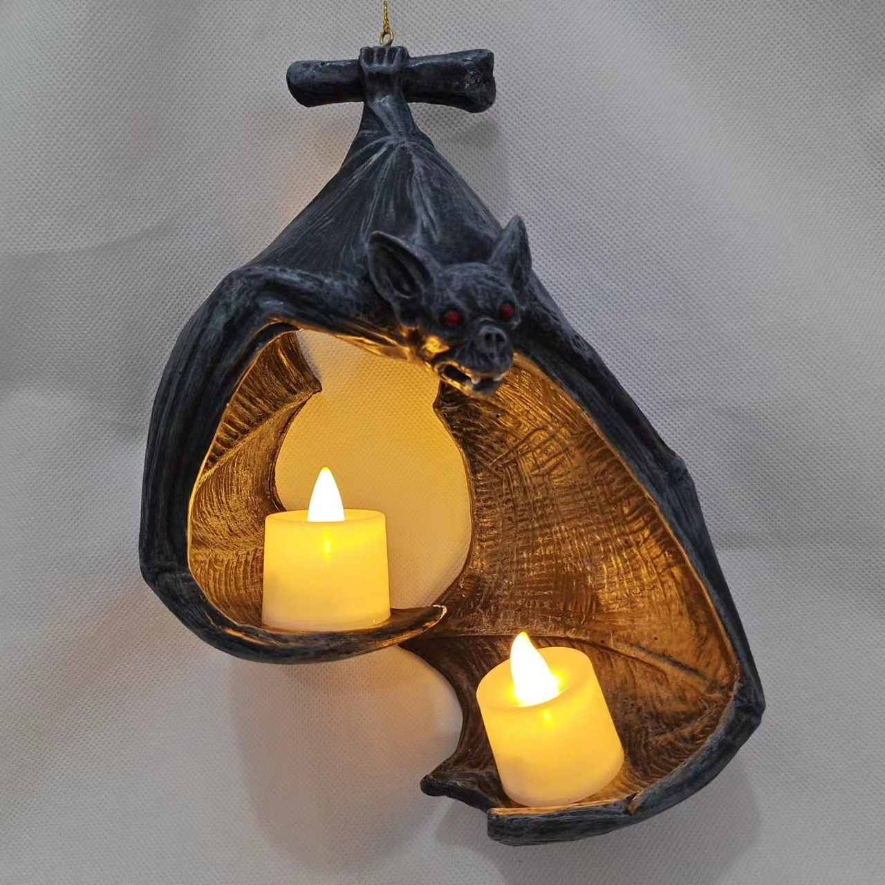 New Ghost Bat LED Wall Candle Holder Halloween Resin Ornament