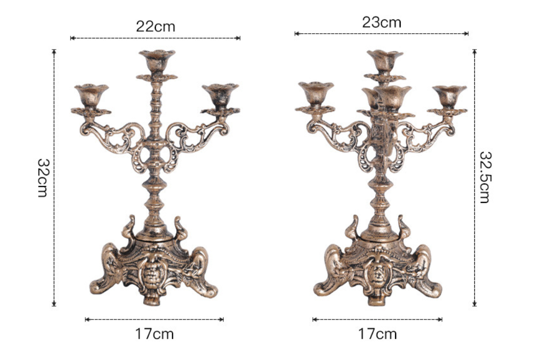 Vintage Cast Iron Carved Candle Holder Ornaments