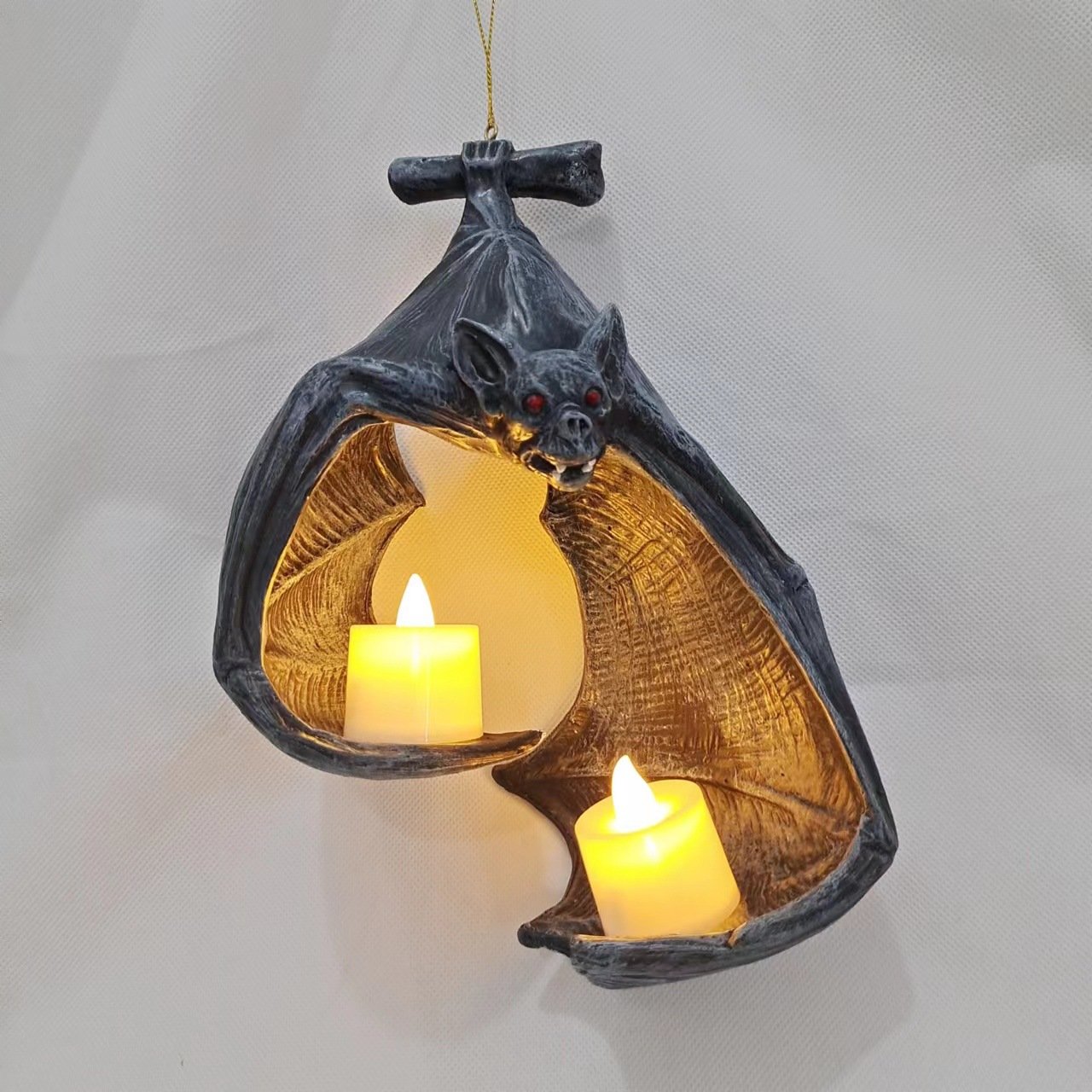 New Ghost Bat LED Wall Candle Holder Halloween Resin Ornament