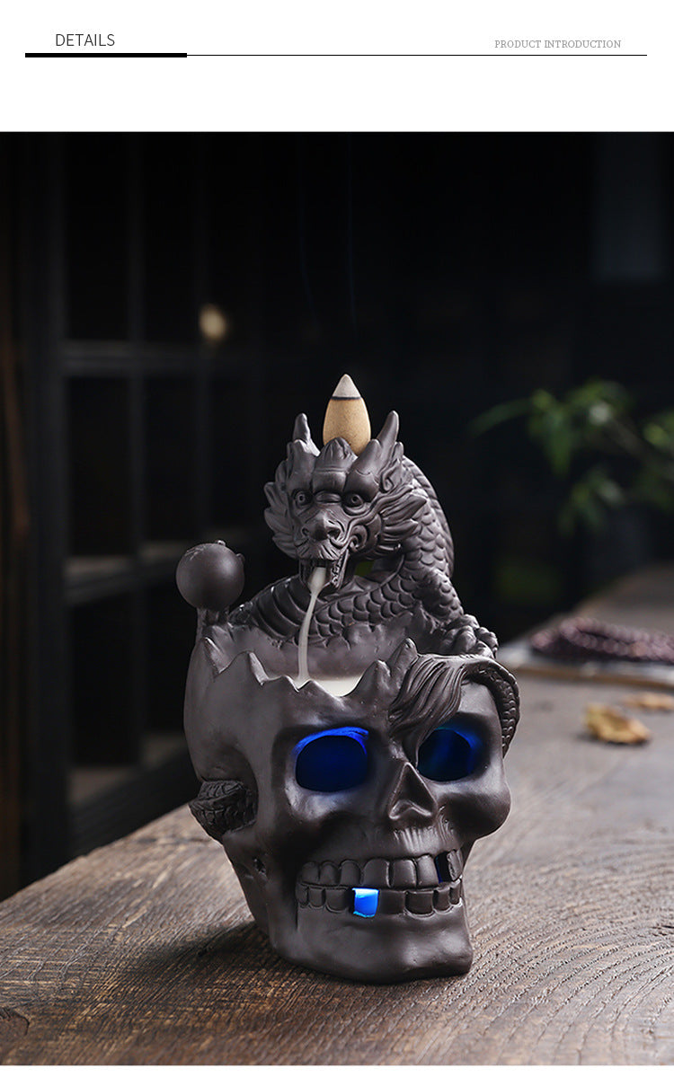 Skull Head Halloween Home Decoration Backflow Incense Burner