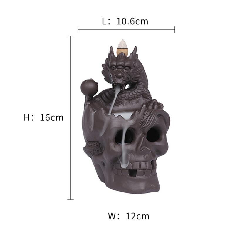 Skull Head Halloween Home Decoration Backflow Incense Burner