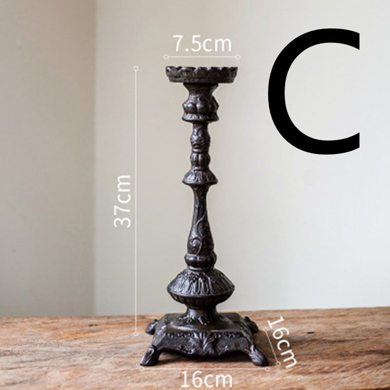 Vintage Cast Iron Carved Candle Holder Ornaments